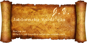 Jablonszky Valéria névjegykártya